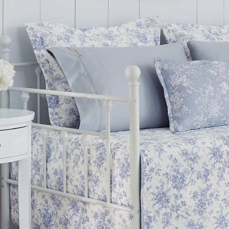 Laura Ashley Home - Daybed Set, Floral Bedding with Matching Shams & Pillow Cover, Home Decor for All Seasons (Walled Garden Blue, Daybed) - Image 4