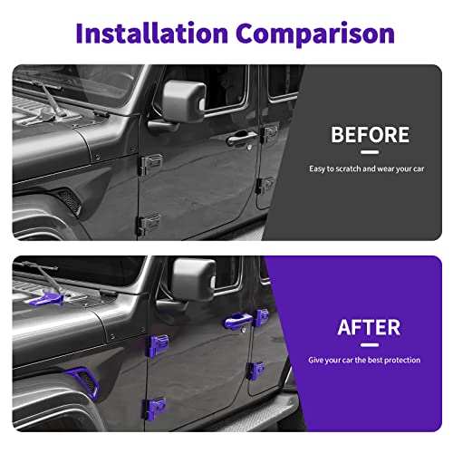 SQQP 24PCS Full Set Exterior Decoration Trim Kit Fit for 2018-2025 Jeep Wrangler JL JLU 2/4 Doors, Door & Hood Hinge Covers Door Handle Side Vent Tailgate Hinge Cover Trim(Purple) - Image 2