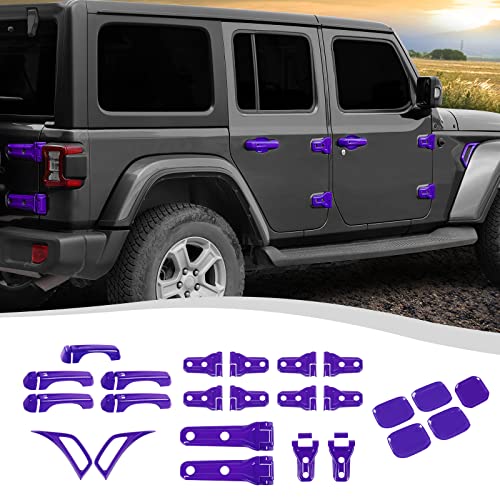 SQQP 24PCS Full Set Exterior Decoration Trim Kit Fit for 2018-2025 Jeep Wrangler JL JLU 2/4 Doors, Door & Hood Hinge Covers Door Handle Side Vent Tailgate Hinge Cover Trim(Purple) - Image 1