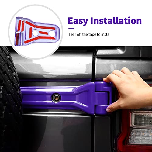 SQQP 24PCS Full Set Exterior Decoration Trim Kit Fit for 2018-2025 Jeep Wrangler JL JLU 2/4 Doors, Door & Hood Hinge Covers Door Handle Side Vent Tailgate Hinge Cover Trim(Purple) - Image 5