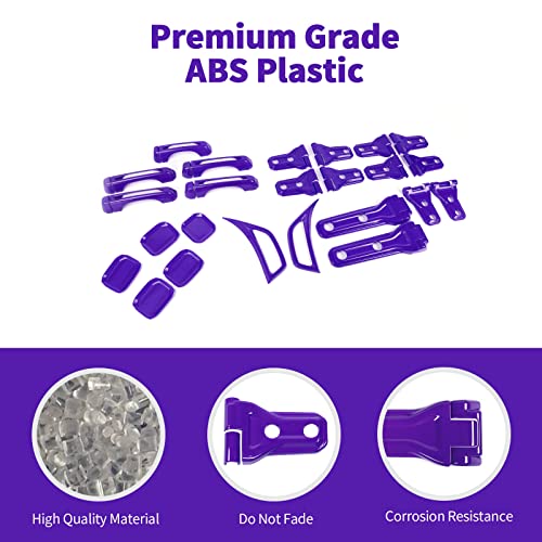 SQQP 24PCS Full Set Exterior Decoration Trim Kit Fit for 2018-2025 Jeep Wrangler JL JLU 2/4 Doors, Door & Hood Hinge Covers Door Handle Side Vent Tailgate Hinge Cover Trim(Purple) - Image 4