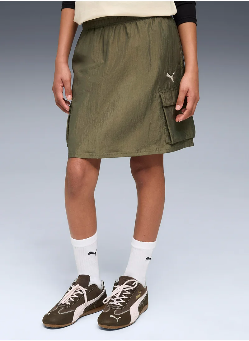 PUMA Youth Bowtique Midi Woven Cargo Skirt