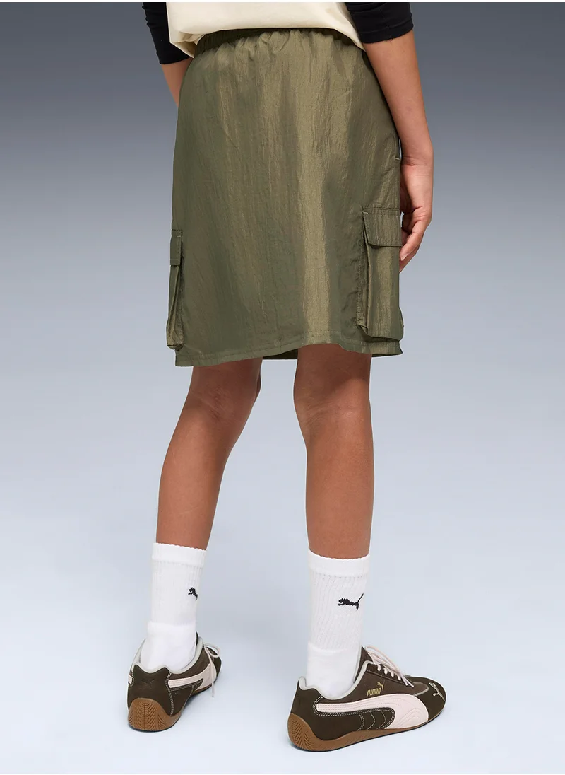 PUMA Youth Bowtique Midi Woven Cargo Skirt