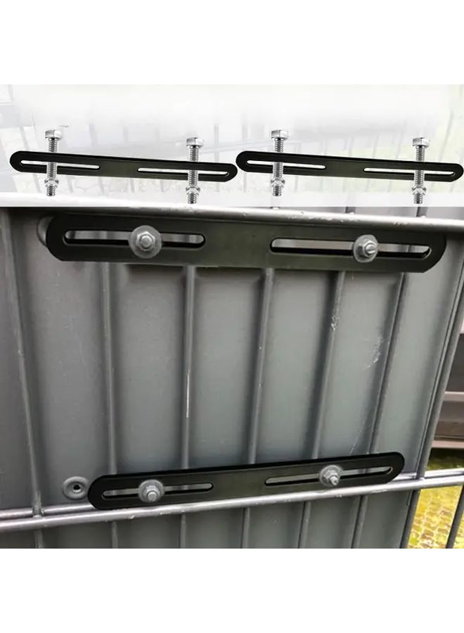 Black Stainless Steel Mailbox Post Mount Set Adjustable Fence Bracket with Hardware - Image 1