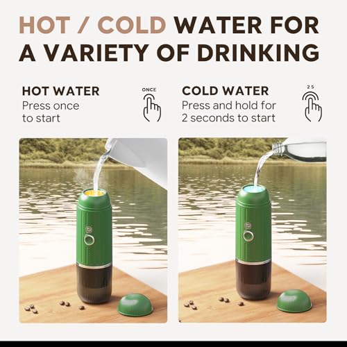 i Cafilas Fast self-heating Portable Electric Espresso Coffee Maker, 2 IN 1 Extraction Espresso Machine, Support Ground Coffee and NS capsule, for Travel,Car,camping,Climbing（Green） Rich Crema - Image 5