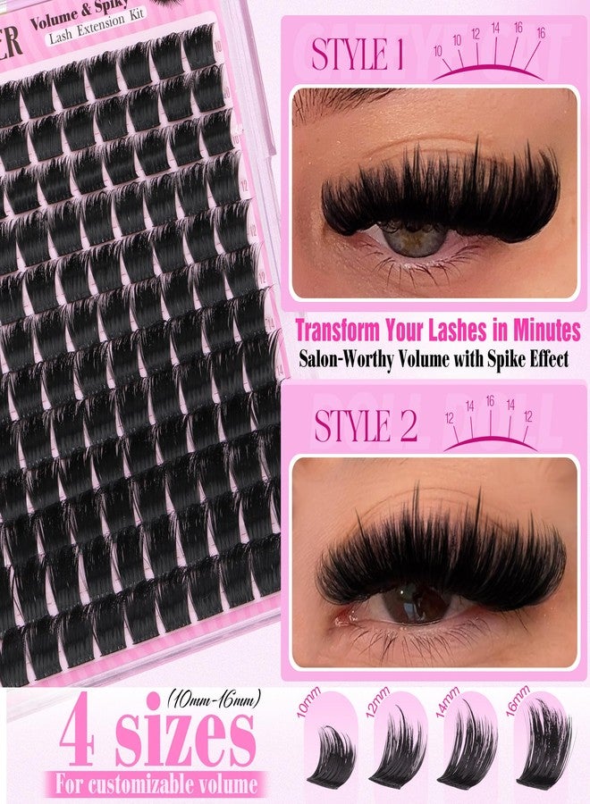 LANFLOWER Lash Clusters Kit Thick Volume Eyelash Clusters with Spikes 200D Full Cluster Eyelash Extensions DIY Lash Extension Kit Salon Look Individual Lashes by Lanflower - Image 2