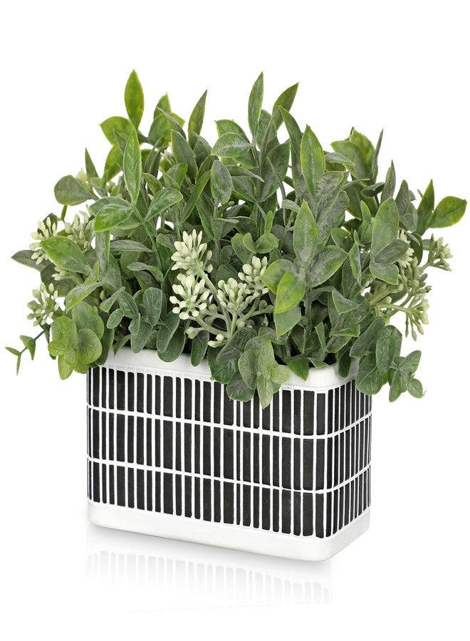 GnFlus Artificial Plants Indoor Small Fake Plants in Pot Rustic Faux Boxwood Greenery Décor Potted Plant for Home Office Bathroom Kitchen Living Farmhouse Coffee Table Centerpieces Desk Shelf Decorative - Image 1