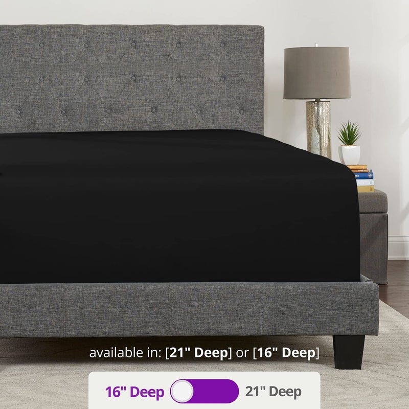 DeaLuxe Full Fitted Sheet - Deep Pocket Full Size Fitted Sheets Only Real 16  Fitted Bed Sheets Fit Perfectly 14 -18  Deep Mattress & Toppers Lovely Feel - 1 Piece Bottom Fitted Sheets Full Size Dark Grey - Image 3