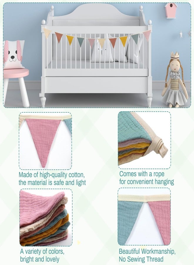 YOGEYOGE 2PCS Pennant Banner Flags, Fabric Bunting Banner Nursery Garland Decor, Baby Shower Garland, Triangle Flags for Baby Boy Room, Playroom, Boho Birthday Party Decor, Each 7.75 ft (Vintage Color) - Image 4