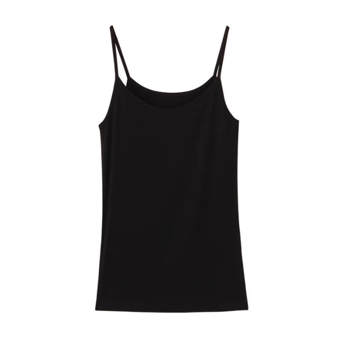 [A Lot Of ] Solid Color Camisole Women'S White Outer Wear Black Base Shirt Sleeveless T-Shirt Top - Image 1