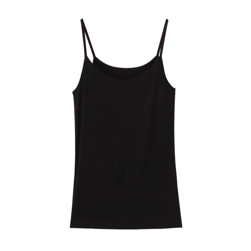 [A Lot Of ] Solid Color Camisole Women'S White Outer Wear Black Base Shirt Sleeveless T-Shirt Top - Image 3