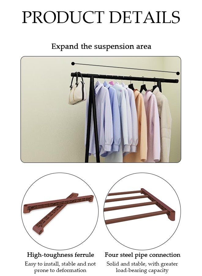 DUNISO Freestanding Coat Rack with Hooks and Storage Shelf ,Multipurpose Clothes Hanger Organizer with Roller,Suitable for Bedrooms, Balconies and Living room (Black) - Image 5