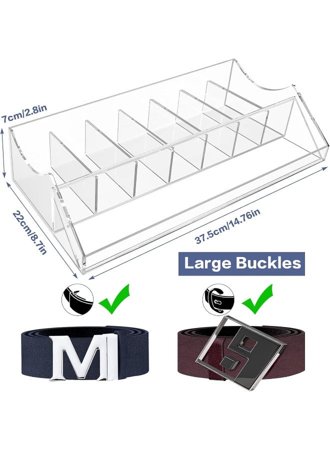 TPGP Acrylic Belt Organizer, 7 Compartments Belt Storage Holder for Closet Drawer, Clear Belt Box Container Display Case with Display Stand for Tie Bow Tie Jewelry Watch  - Image 2