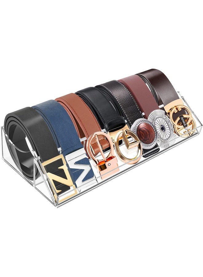 TPGP Acrylic Belt Organizer, 7 Compartments Belt Storage Holder for Closet Drawer, Clear Belt Box Container Display Case with Display Stand for Tie Bow Tie Jewelry Watch  - Image 1