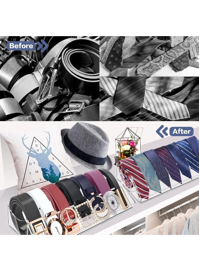 TPGP Acrylic Belt Organizer, 7 Compartments Belt Storage Holder for Closet Drawer, Clear Belt Box Container Display Case with Display Stand for Tie Bow Tie Jewelry Watch  - Image 5