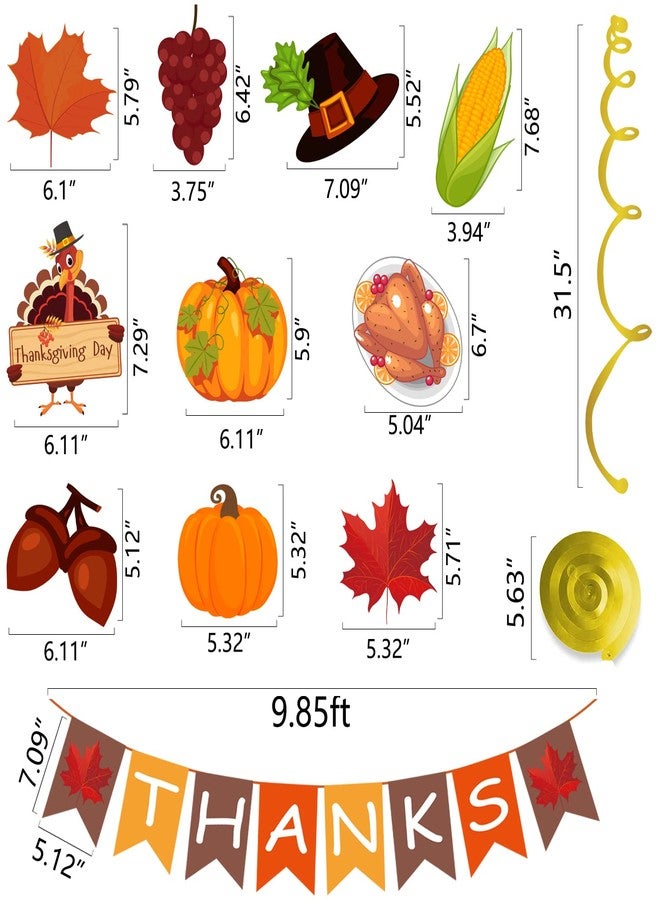 Labrostar 42Pcs Thanksgiving Decorations Pre-Assembled GIVE THANKS Banner Hanging Swirls for Indoor Home Party Office Classroom School Fall Decor - Image 4