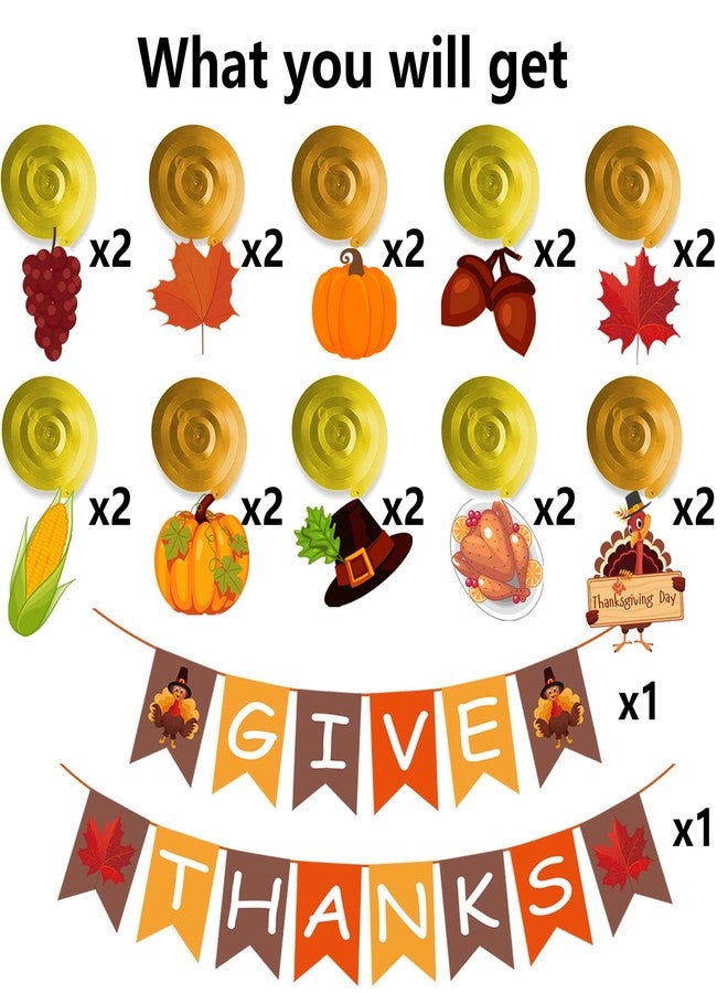 Labrostar 42Pcs Thanksgiving Decorations Pre-Assembled GIVE THANKS Banner Hanging Swirls for Indoor Home Party Office Classroom School Fall Decor - Image 5