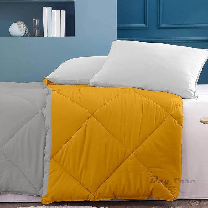 KING SIZE BED COMFORTER FOR WINTER MICROFIBER 500 GSM DIAMOND STITCH REVERSIBLE COMFORTER 92 X 106 INCHES233CM X 269CM COMFORTER FOR KING SIZE BEDGOLDSILVER