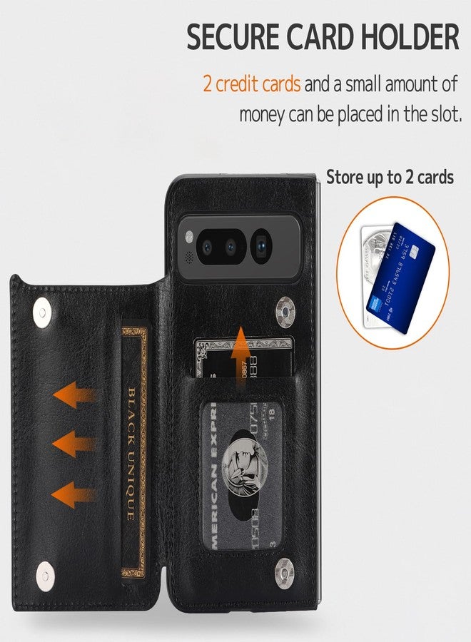 NINKI Compatible with Google Pixel Fold Wallet Case with Kickstand,Matte PU Leather Protective Shockproof Anti-Scratches Anti-Drop Card Holder Wallet Case with for Google Pixel Fold 2023 Black - Image 2