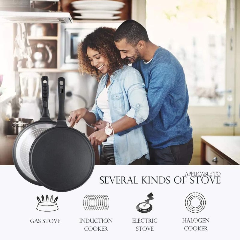 S·KITCHN Crepe Pan - Nonstick Dosa Pan for Roti, Indian, Pancake Griddle - Induction Compatible, Tortilla Comal - 11IN - Image 5