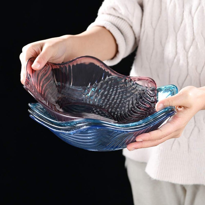 DOITOOL وعاء سلطة DOITOOL للغداء طبق فواكه بلاستيكي بتصميم زهري طبق وجبات خفيفة صحن مكسرات حامل حلوى وعاء سلطة للمنزل بنفسجي - Image 2