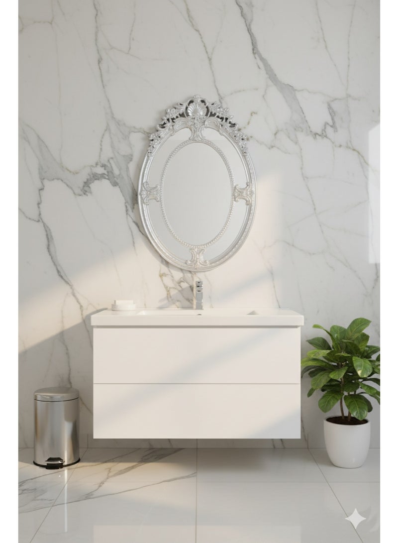 Generic420apple An elegant mirror with a luxurious frame adds a touch of sophistication to the space. 80 x 54 cm - Image 2