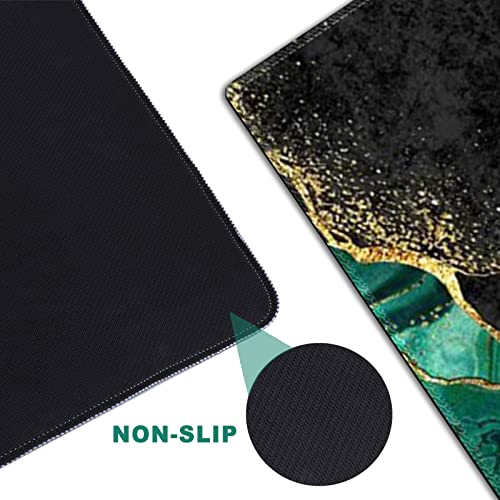ArtSo Large Gaming Mouse Pad Extended Desk Pad XL Keyboard Mat Long Mousepad Decor Writing Pad 31.5x11.8inch Non Slip Rubber Base with Stitched Edges for Work, Game -Emerald Marble - Image 4