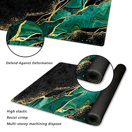 ArtSo Large Gaming Mouse Pad Extended Desk Pad XL Keyboard Mat Long Mousepad Decor Writing Pad 31.5x11.8inch Non Slip Rubber Base with Stitched Edges for Work, Game -Emerald Marble - Image 5