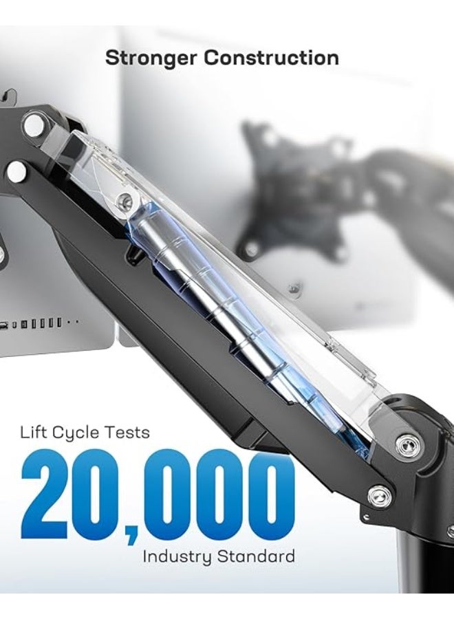 حامل شاشة كمبيوتر لشاشتين – ذراع قابل للتعديل بنظام زنبرك غازي للشاشات من 13 إلى 27 بوصة، مناسب للشاشات المنحنية والمسطحة - Image 5