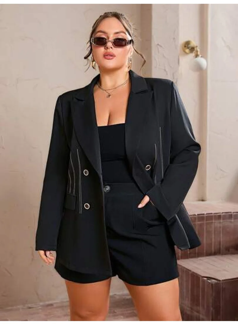SIMPLEE Plus Size Women's Blazer Oversized Fit Structured Blazer for Office Casual Chic