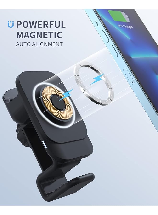 NALACAL 3 In 1 Wireless Magnetic Car Charger Mount, Compatible With Iphones, Samsung Phones, Apple Watch, Airpods, Fast Charging, 360 Rotation, Dashboard Or Air Vent Attachment - Image 4