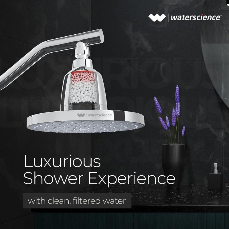 WaterScience فلتر دش CLEO للمياه العسرة | رأس دش 8 بوصة بدون ذراع دش | مُلين مياه للحمام - Image 4
