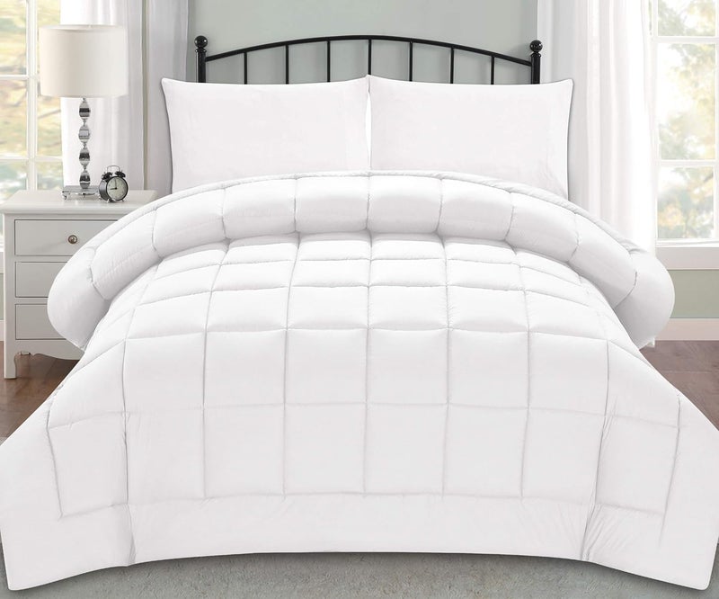 Elegant Comfort KingLinen White Down Alternative Comforter Duvet Insert with Conner Tabs FullQueen