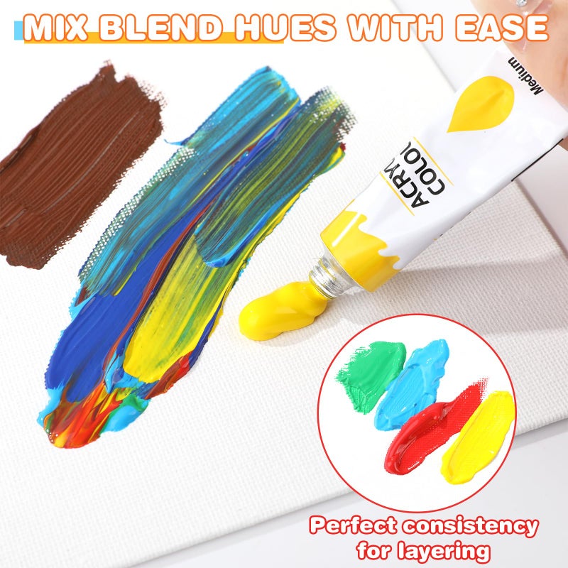 ESRICH Acrylic Paint Set 12 Colors (2 Pack) With 20 Paint Brushes, 24 Acrylic Paints for Adults, Beginner, Professional Artists, Non-Toxic Craft Paint kit for Paper, Canvas, Rock,Wood, Ceramic - Image 5
