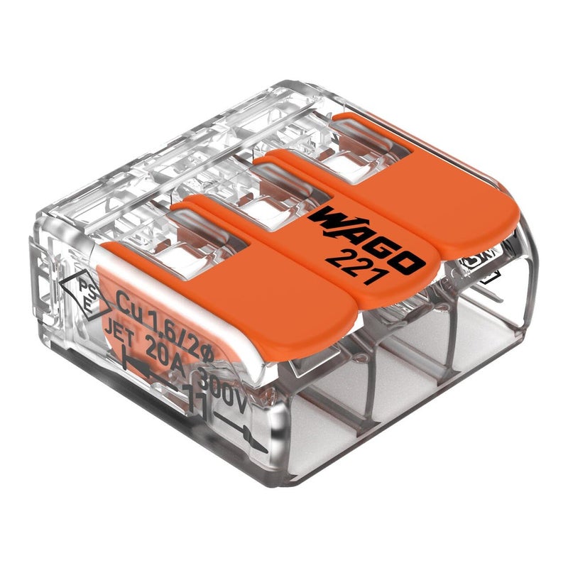 Wago 221413 Splicing Connector 3 Conductors 0144 mm Compact Design with Lever Pack of 50 - Image 2
