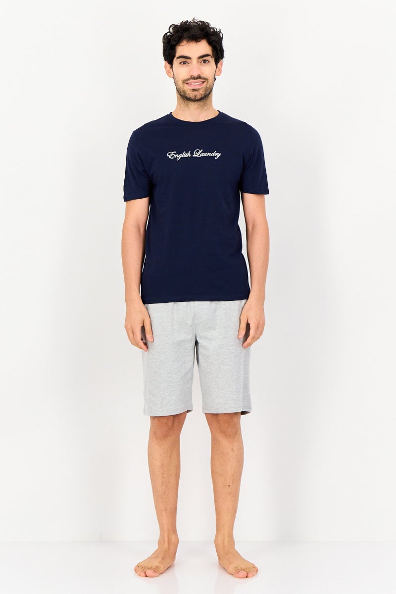 English Laundry Men 2 Pieces Embroidered T-Shirt And Shorts Pajama Set, Multicolor - Image 1