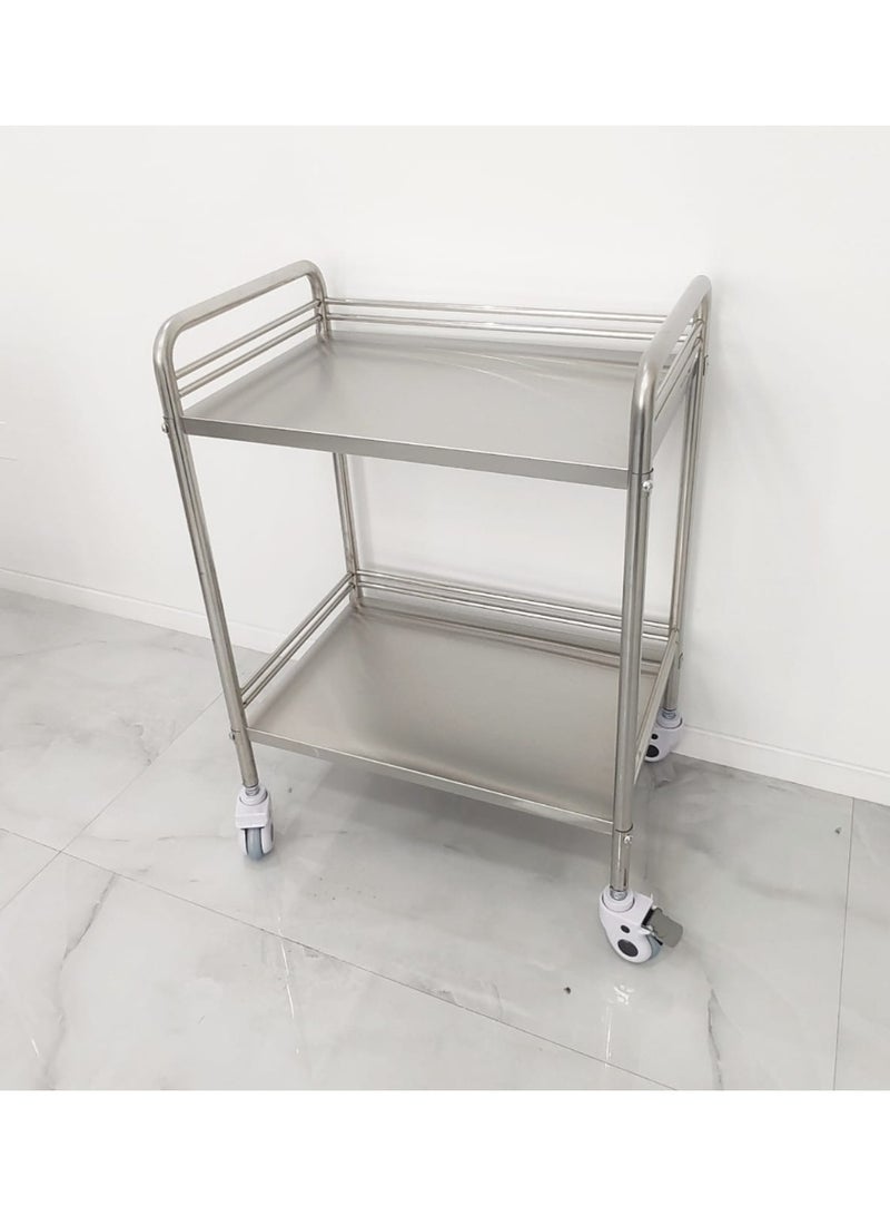 BIONEX Medical Trolley Stainless Steel Medical Surgical Vehicle/Changing Vehicle Instrument Car/Beauty Car Salon Cart Double Layer Quiet Wheels - Image 2