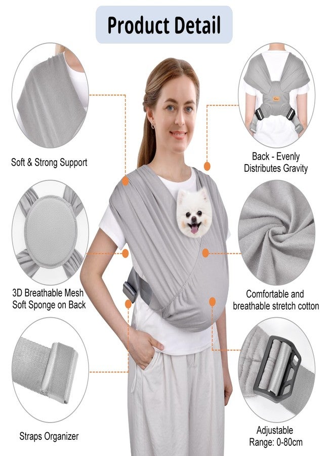CUBY Swaddle Dog Sling Carrier for Small Dogs, Front Pet Sling Carrier Chest,Hands Free Adjustable Cat Sling Carrier Soft Cotton Reducing Pain Puppy Sling Carrier for Small Pet Up to 10lb (Light Gray) - Image 3