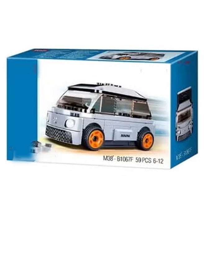 Sluban Power Bricks Series Electric Truck Building Blocks, White and Blue 59 Pieces