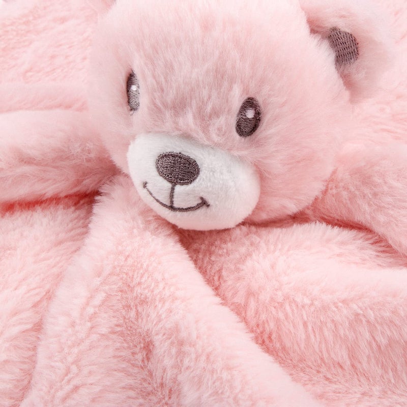 BEILIMU Baby Bear Security Blanket Soft Minky Baby Lovey Animal Plush Blanket Unisex Lovie Gift for Toddler, Boys and Girls, 16 Inch Pink - Image 2