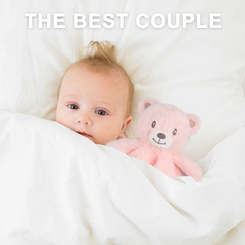 BEILIMU Baby Bear Security Blanket Soft Minky Baby Lovey Animal Plush Blanket Unisex Lovie Gift for Toddler, Boys and Girls, 16 Inch Pink - Image 5