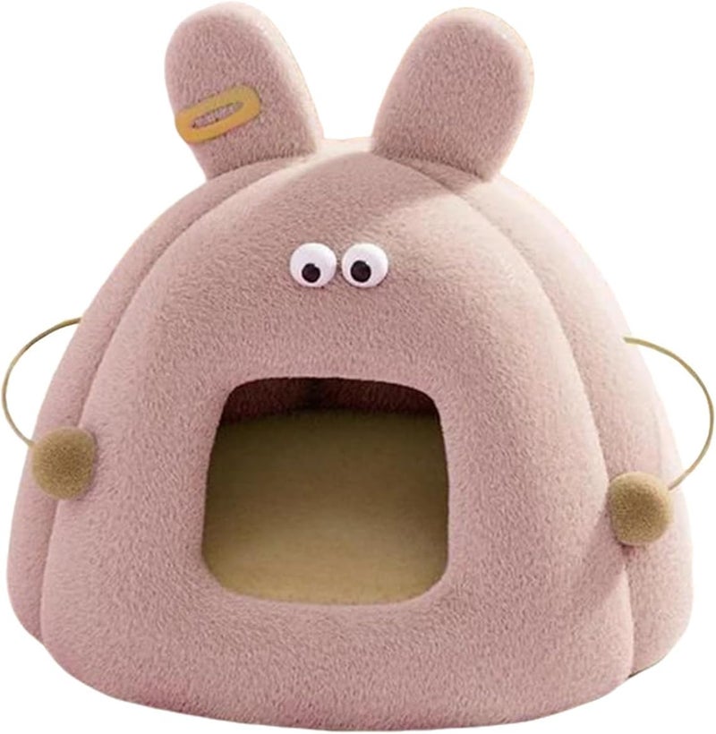 Cat Cave Bed | Warm Cute Bunny Design Tunnel - with Removable Cushion Cat Houses,for Kitten Pet Outside Winter Sleeping Christmas - Image 1