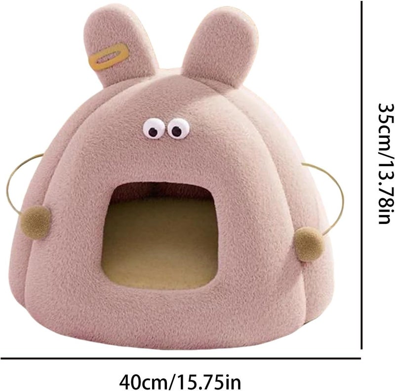 Cat Cave Bed | Warm Cute Bunny Design Tunnel - with Removable Cushion Cat Houses,for Kitten Pet Outside Winter Sleeping Christmas - Image 5