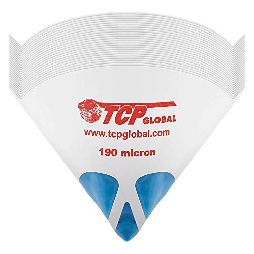 TCP Global 50 Pack of Ultra-Flow Blue Nylon Mesh Paint Strainers with 190 Micron Filter Tips - Premium Cone Screen Filters - Image 1