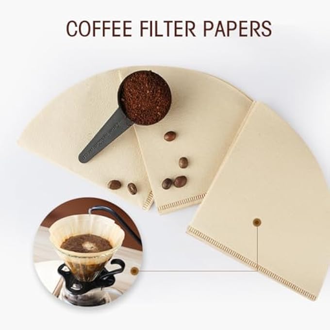 rayihni 100Pcs V60 Coffee Paper Filter Unbleached Disposable Portable Cone Coffee Filter For 2 To 4 Persons - Image 5