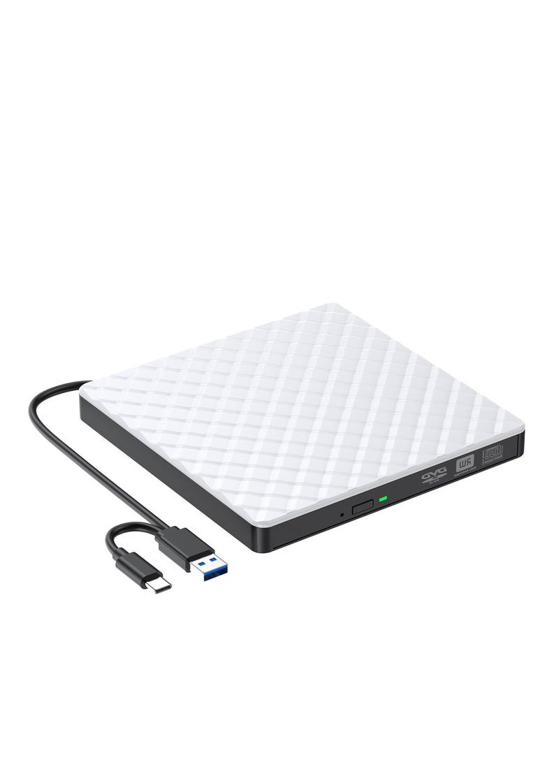 External DVD Drive, USB 3.0 CD/DVD +/-RW Drive Portable CD DVD Player Burner Reader Writer, Slim Optical CD ROM Drive for Laptop Desktop PC Linux Apple Mac OS Macbook Pro Windows 11/10 - Image 1