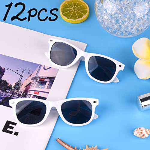 MIAHART 12 Pack Kids Party Sunglasses Bulk Summer Party Favors Retro Glasses for Boys and Girls Birthday Party Supplies, White - Image 2