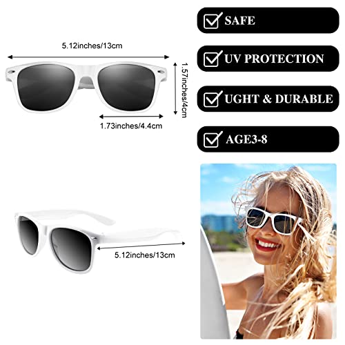 MIAHART 12 Pack Kids Party Sunglasses Bulk Summer Party Favors Retro Glasses for Boys and Girls Birthday Party Supplies, White - Image 3