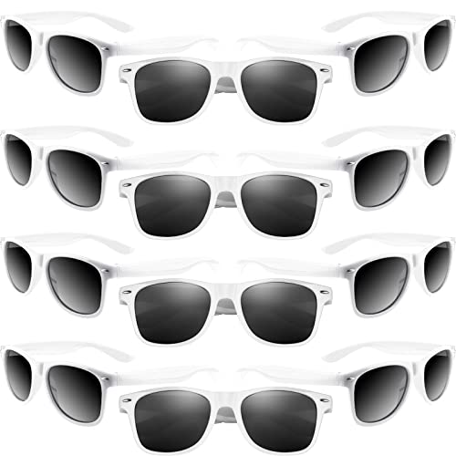 MIAHART 12 Pack Kids Party Sunglasses Bulk Summer Party Favors Retro Glasses for Boys and Girls Birthday Party Supplies, White - Image 1