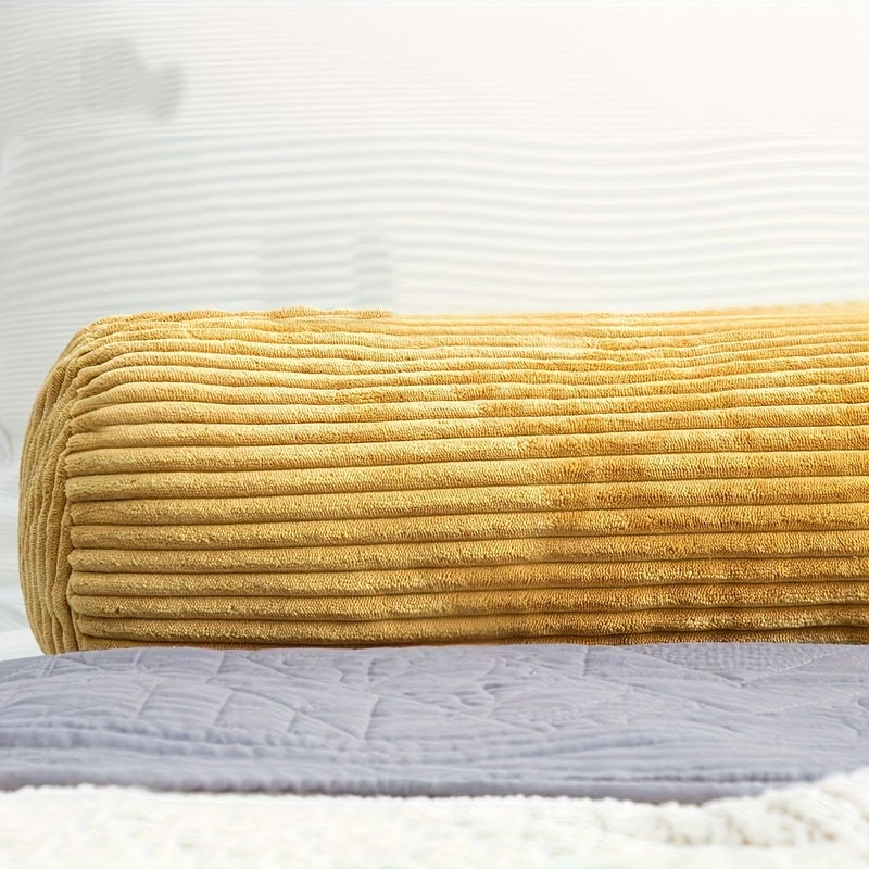Orange Corduroy Striped Bohemian Cylindrical Cushion Pillow - Image 5
